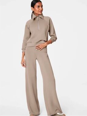 Spanx AirEssentials Wide Leg Pant L & Half Zip Jacket M